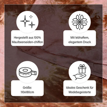 LA MAREY - 100% Maulbeeren-Seidenschal, Chiffon, 110x180cm, Lila und braun