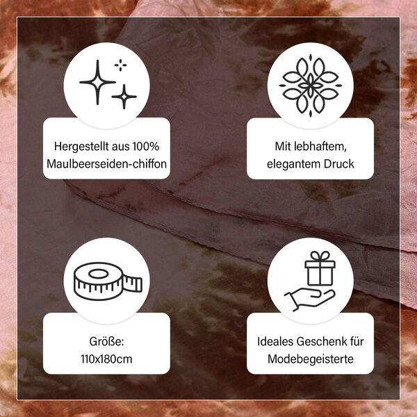 LA MAREY - 100% Maulbeeren-Seidenschal, Chiffon, 110x180cm, Lila und braun image number 3