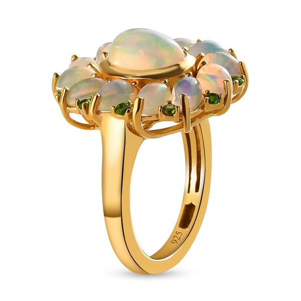 Nat&uuml;rlicher, &auml;thiopischer Opal und Chromdiopsid-Ring, 925 Silber vergoldet  ca. 2,97 ct image number 6