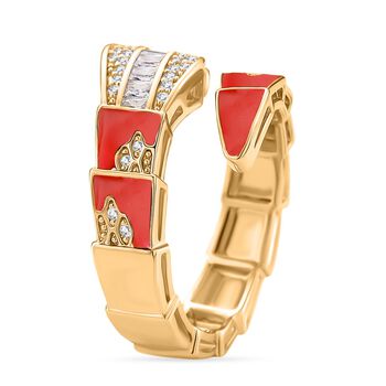 Wei&szlig;er Zirkonia Ring, Nickelfreies Messing emailliert (Gr&ouml;&szlig;e 16.00) Rot