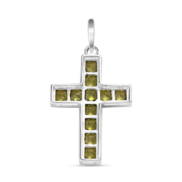 Peridot Zirkonia Kreuz Anh&auml;nger 925 Silber ca. 2.45 ct image number 5