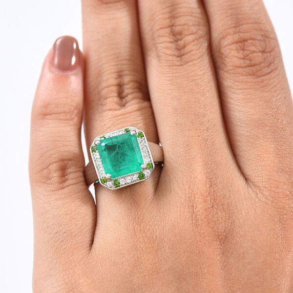 D'Joy AAA Smaragd Triplett Quarz, Chromdiopsid und Zirkon Ring - 5,64 ct. image number 2