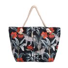 lifestyle-Color:black with whit leopard ; Size/Profile:tote bag; Wall (exterior):Polyester,Lining (Interior):polyester Pockets (exterior):Zipped-1;Pockets (interior):slip-1;Measurement (inches):15.95*7.08*14.96inch; Closure Type: zipped; Hardware Type