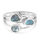 Handgearbeiteter Polki Blauer Diamant Ring 925 Silber Platin-Überzug image number 0