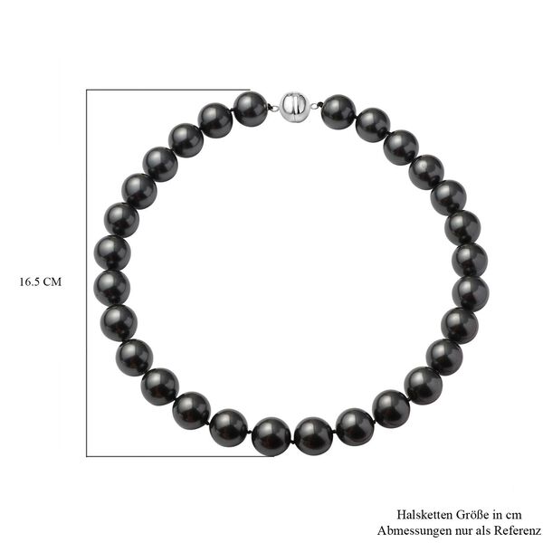 Schwarze Muschelkernperlen-Halskette, 50 cm - 890 ct. image number 4