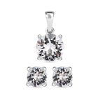 2er Set - J Francis gefertigt mit Swarovski Weißer Kristall Schmuckset 925 Silber platiniert