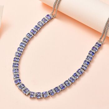 Tansanit und Zirkon Halskette, 45 cm - 13,18 Ct.