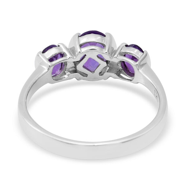 Lusaka Amethyst 3 Stein Ring 925 Silber Platin-Überzug image number 4