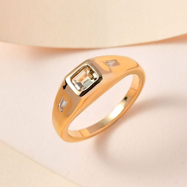 Natürlicher, goldener Tansanit und Zirkon-Ring - 0,59 ct. image number 1