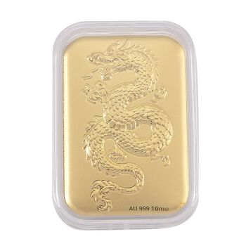 EXKLUSIVES GESCHENK 999er Goldbarren mit Drachen-Motiv, 10mg