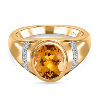 AAA Premium Brasilianischer Heliodor, wei&szlig;er Zirkon Ring, 925 Silber Gelbgold Vermeil, (Gr&ouml;&szlig;e 17.00) ca. 2.59 ct