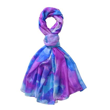 LA MAREY 100% Maulbeerseide Seidenschal, 110cm x 180cm, lila und blau