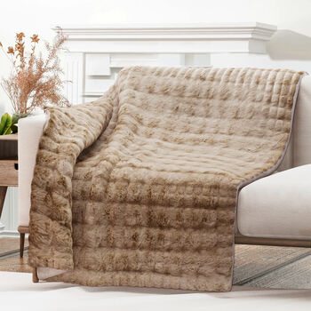 Serenity Night: Superweiche doppellagige Decke, luxuri&ouml;ses Kunstfell mit Mikropl&uuml;schfutter, 750gsm, 150x200 cm, Hellbraun