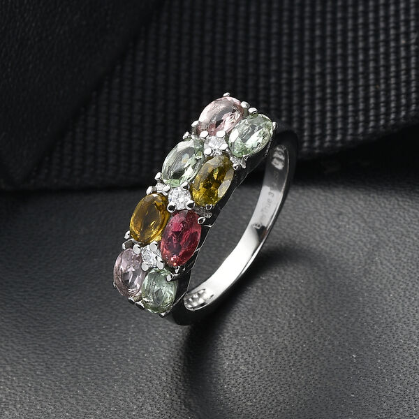EVER TRUE AA Mehrfarbig-Turmalin, Moissanit Ring 316L Edelstahl (Gr&ouml;&szlig;e 17.00) ca. 2,63 ct image number 2