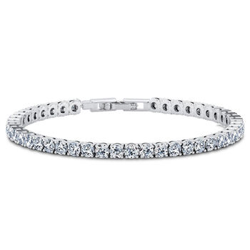 Zirkonia 19cm Armband, Messing rhodiniert