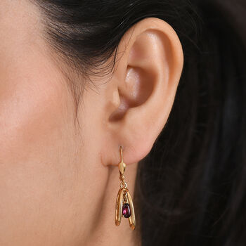 D'Joy AA Nat&uuml;rlicher Rhodolith Granat Ohrringe 925 Silber 750 Gelb Vergoldet ca. 1,16 ct.