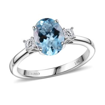 AAA Aquamarin, Wei&szlig;er Diamant Ring 585 Gold (Gr&ouml;&szlig;e 17.00) ca. 2,00 ct