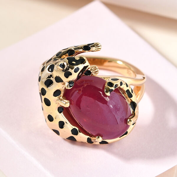 Afrikanisher Rubin(Fissure gef&uuml;llt) Ring 925 Silber vergoldet image number 2