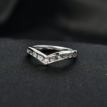 D'Joy Wishbone Ring mit Diamantakzenten, 925 Silber rhodiniert