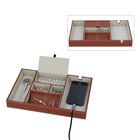 Schreibtisch Organizer mit 6 Fächern, Smartphone und Brillenfach, Rot
