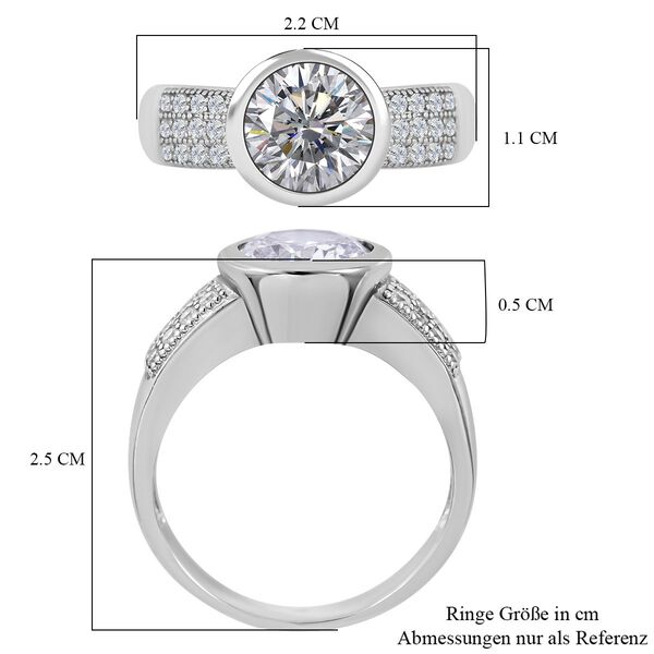 Weißer Zirkonia Ring, 925 Silber rhodiniert, (Größe 17.00) image number 4