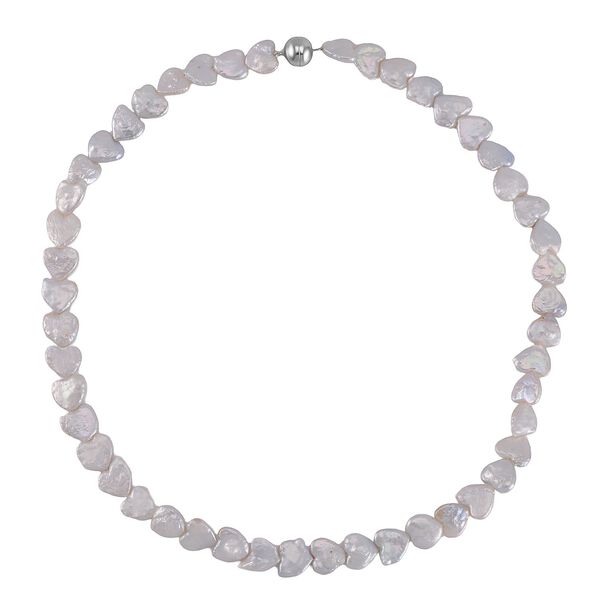 Wei&szlig;e Keshi Perle (11-12 mm) Halskette ca. 50 cm 925 Silber rhodiniert image number 3