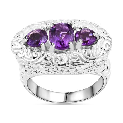 Afrikanischer Amethyst Ring 925 Silber (Gr&ouml;&szlig;e 16.00) ca. 3,25 ct