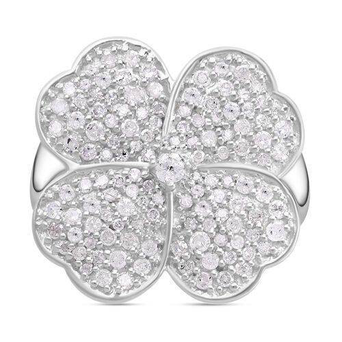 Weißer Diamant Ring, 925 Silber platiniert (Größe 17.00) ca. 1.00 ct image number 0