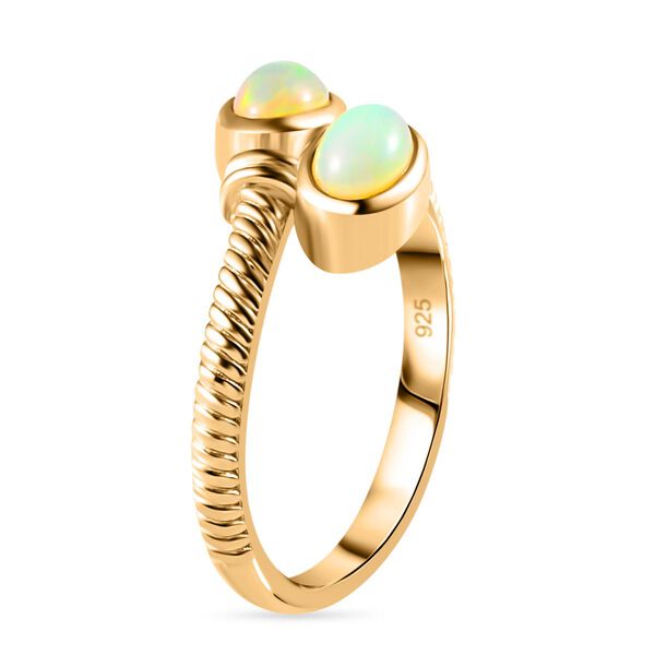 AA Nat&uuml;rlicher, &auml;thiopischer Welo Opal Ring 925 Silber Gelbgold Vermeil (Gr&ouml;&szlig;e 17.00) ca. 0,65 ct image number 6