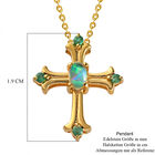 Natürlicher, äthiopischer Opal und Smaragd Kreuz-Anhänger mit Kette in Silber image number 5