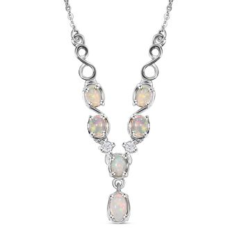 Nat&uuml;rliche, &auml;thiopische Welo Opal Halskette, ca. 45 cm, 925 Silber platiniert ca. 0,83 ct