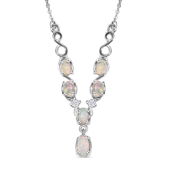 Nat&uuml;rliche, &auml;thiopische Welo Opal Halskette, ca. 45 cm, 925 Silber platiniert ca. 0,83 ct image number 0