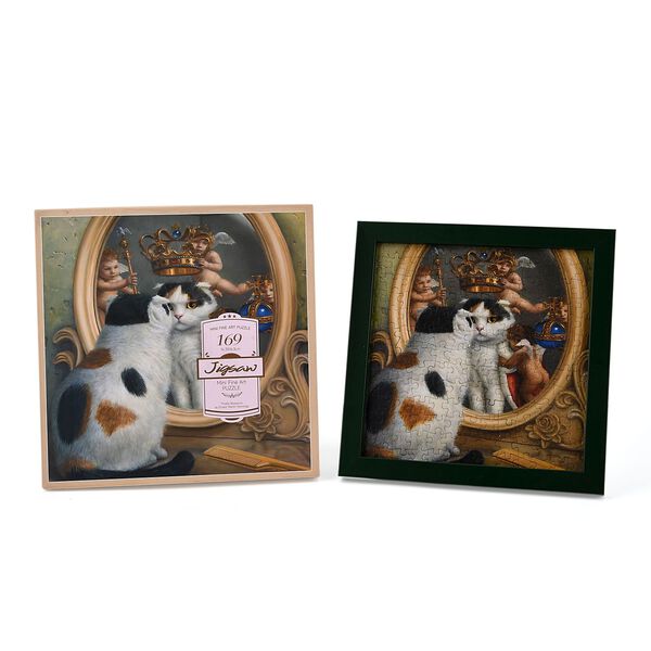 LIVMORE DIY Bilderrahmen Puzzle Bastelset, 169 Teile, Katzen Motiv, 18,1x13x18,1cm, Beige image number 8