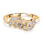 D joy AAA Premium Malagasy Regenbogen Mondstein Ring, 925 Silber 750 Gelbgold Vermeil (Gr&ouml;&szlig;e 18.00) ca. 0.81 ct