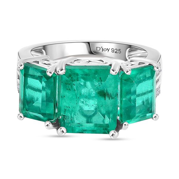 D'Joy Smaragd-Quarz Triplette Ring 925 Silber rhodiniert (Größe 16.00) ca. 7,16 ct image number 0