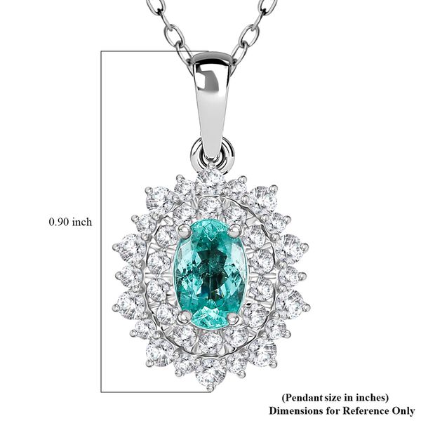RHAPSODY zertifiziert und geprüft AAAA Paraiba Turmalin und VS-EF Diamant Anhänger mit 45cm Kette in 950 Platin - 1,60 ct. image number 5