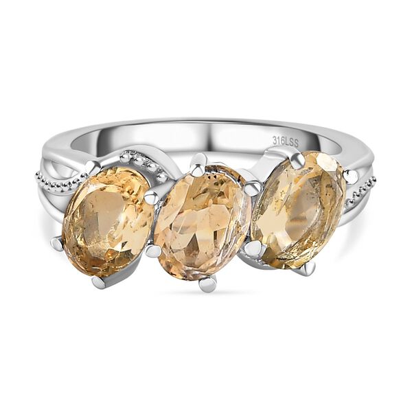 Citrin-Ring, (Gr&ouml;&szlig;e 16.00) Edelstahl, ca. 2,09 ct