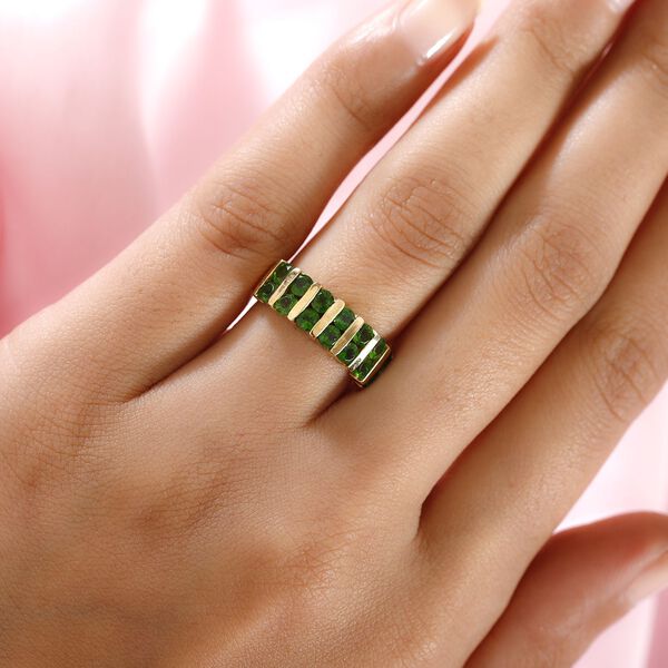 Nat&uuml;rlicher Chromdiopsid Ring 925 Silber vergoldet  ca. 1,97 ct image number 3