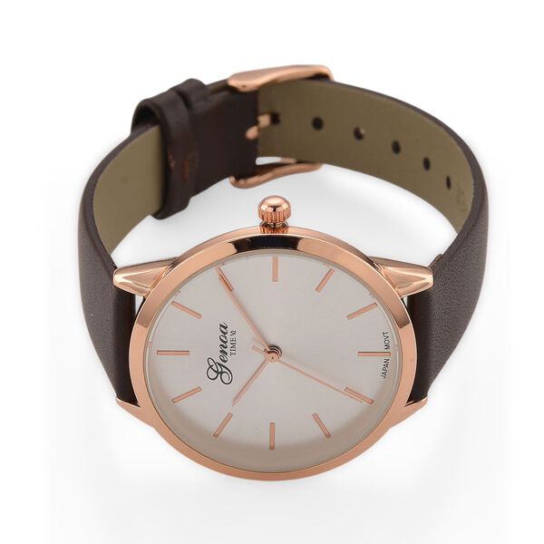 GENOA TIME - Armbanduhr Legierung, roséfarben, Zifferblatt Weiß-Sunshine, 3 ATM wasserdicht image number 4