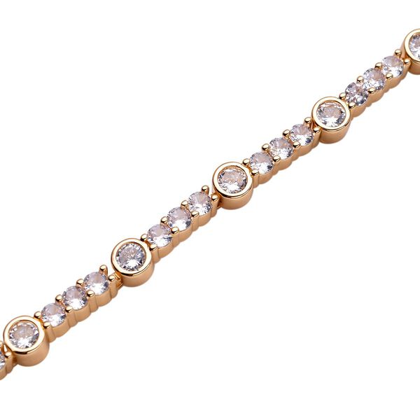 Wei&szlig;es Zirkonia-Armband, ca. 19 cm, reines Messing, goldfarben ca. 4,00 ct image number 5