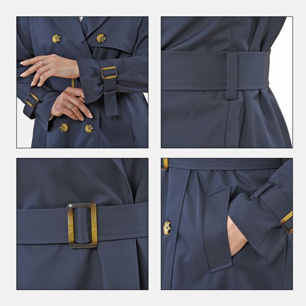LA MAREY - Trench Coat mit Hüftgürtel, L, Marineblau image number 8
