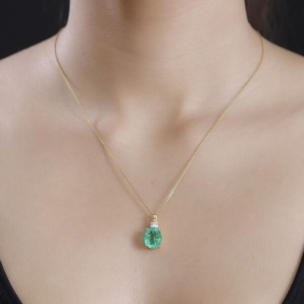 Smaragd Triplett-Quarz und Zirkon Anhänger - 5,54 ct. image number 3