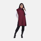 LA MAREY - gestrickter Halskragen Poncho mit Fransen, One Size, Burgunderrot