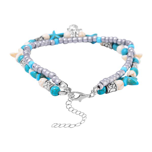 2er Set - Weißer Howlit, Blauer Howlit Schmuck Zubehör ca. 23 cm Antik-silber-Plattierung ca. 60.35 ct image number 4