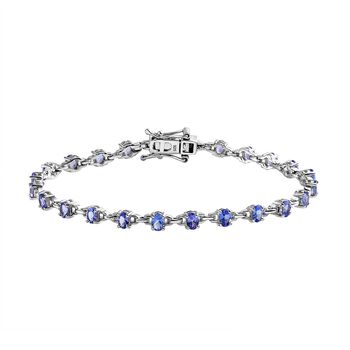 Tansanit Armband ca. 18 cm 925 Silber platiniert ca. 3.72 ct