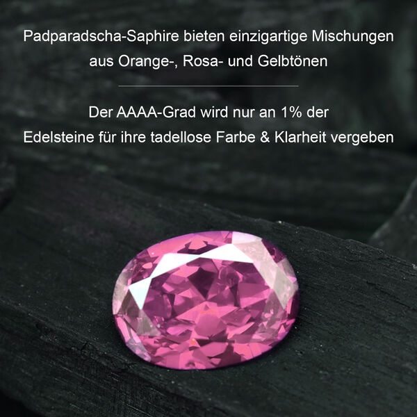 AAAA Padparadscha Saphir und Diamant Ring in 585 Gold - 1,37 ct. image number 3