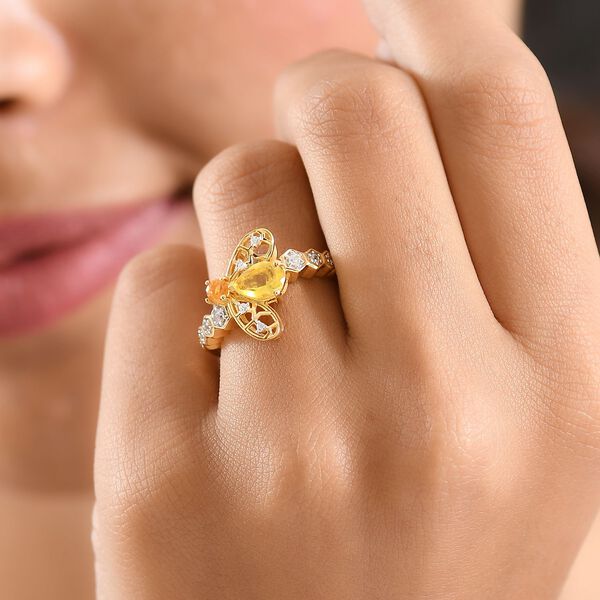 GP Trionfo Kollektion - Kanarischer Opal, Feueropal Ring 925 Silber 750 Gelbgold Vermeil (Gr&ouml;&szlig;e 18.00) ca. 0.68 ct image number 4