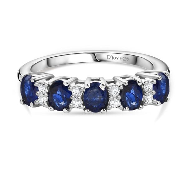 D'Joy Masoala Saphir (Fissure gef&uuml;llt), Wei&szlig;er Zirkon Ring 925 Silber rhodiniert (Gr&ouml;&szlig;e 21.00) ca. 1,58 ct