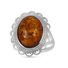 AA Nat&uuml;rlicher Baltischer Bernstein Ring,  flexibel (Gr&ouml;&szlig;e 17.00 - 20.00),  925 Silber