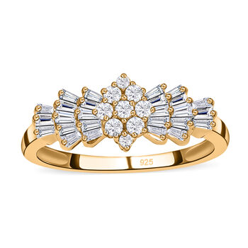 Moissanit Ballerina Ring, 925 Silber mit 750 Gelbgold Vermeil - 1,12 ct.